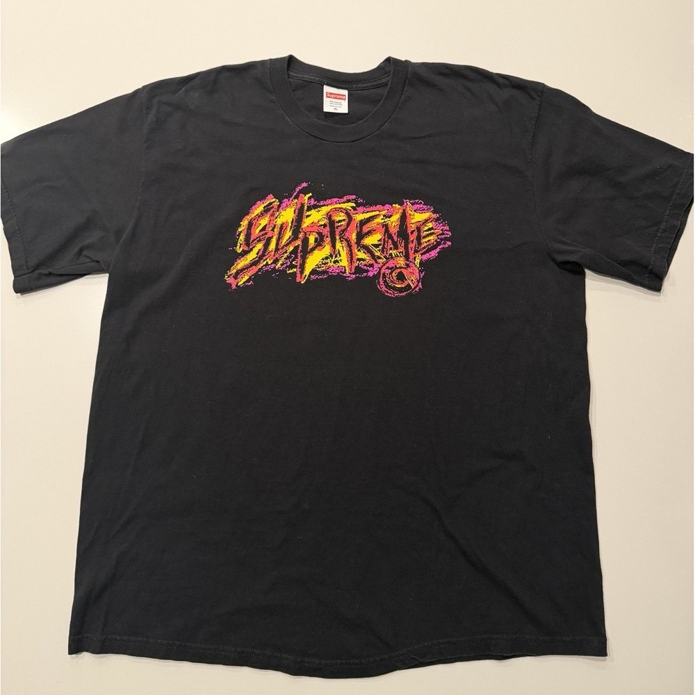 Supreme Scratch Tee Graffiti Multicolor Logo Black FW20T10 Mens XL